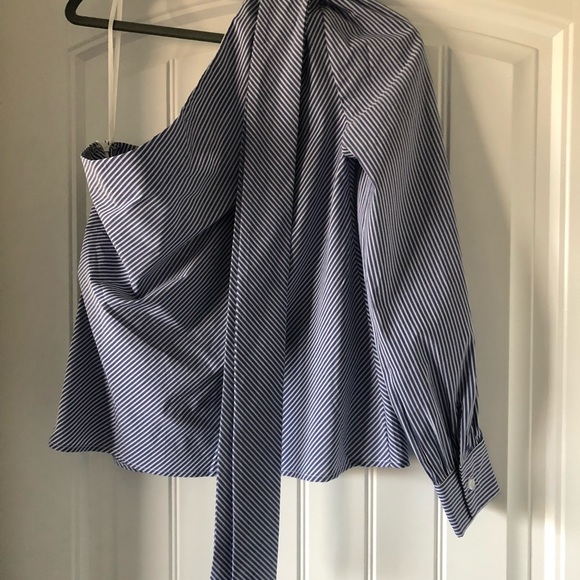 Saks 5thAve long sleeve blouse bare left shoulder - Picture 3 of 6